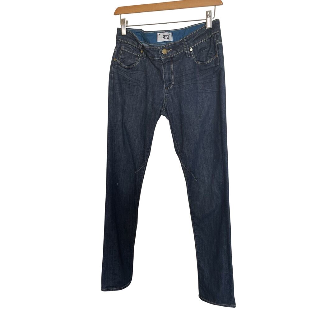 PAIGE “Troy Boy” Y2K Style Super Stretch Low Rise Skinny Jeans Dark Wash Size 25